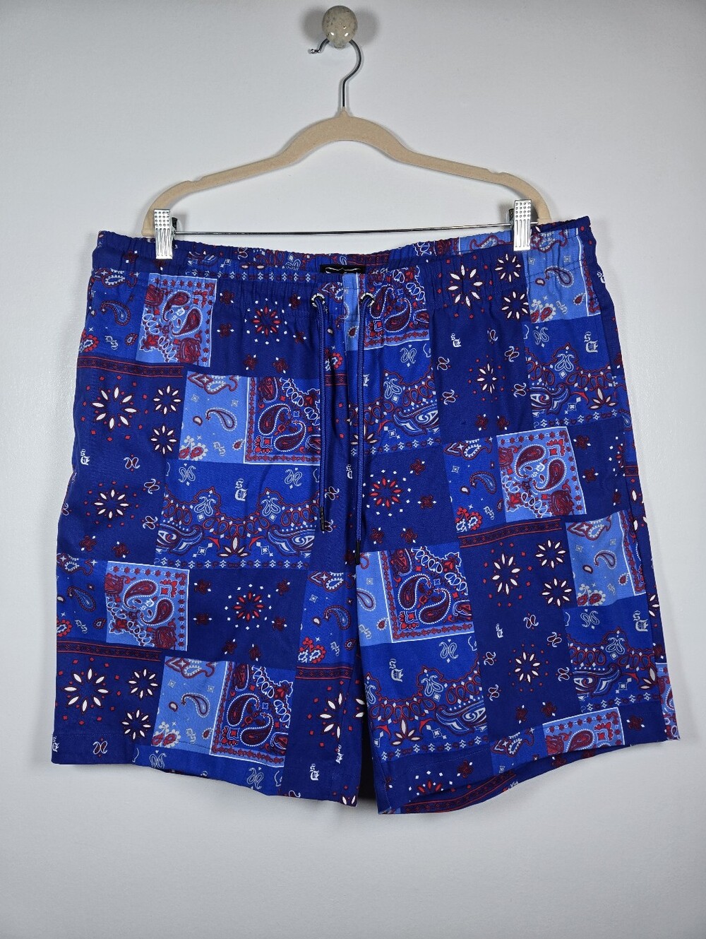 Dogg Supply Snoop Dogg Blue Paisley Elastic Waist Drawstring Shorts Size 2XL